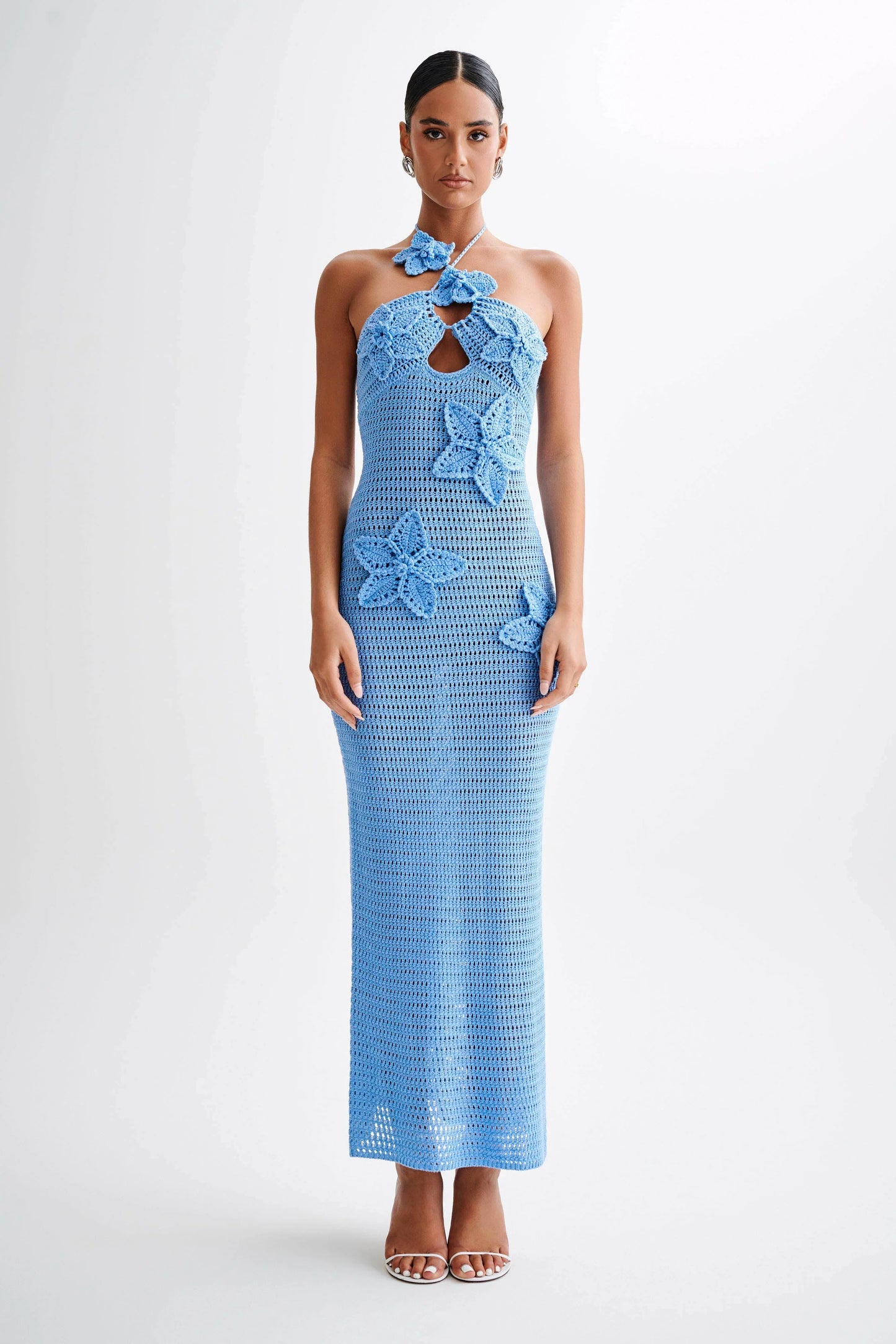 Maria | Gehaakte Maxi-jurk met Bloemendetails