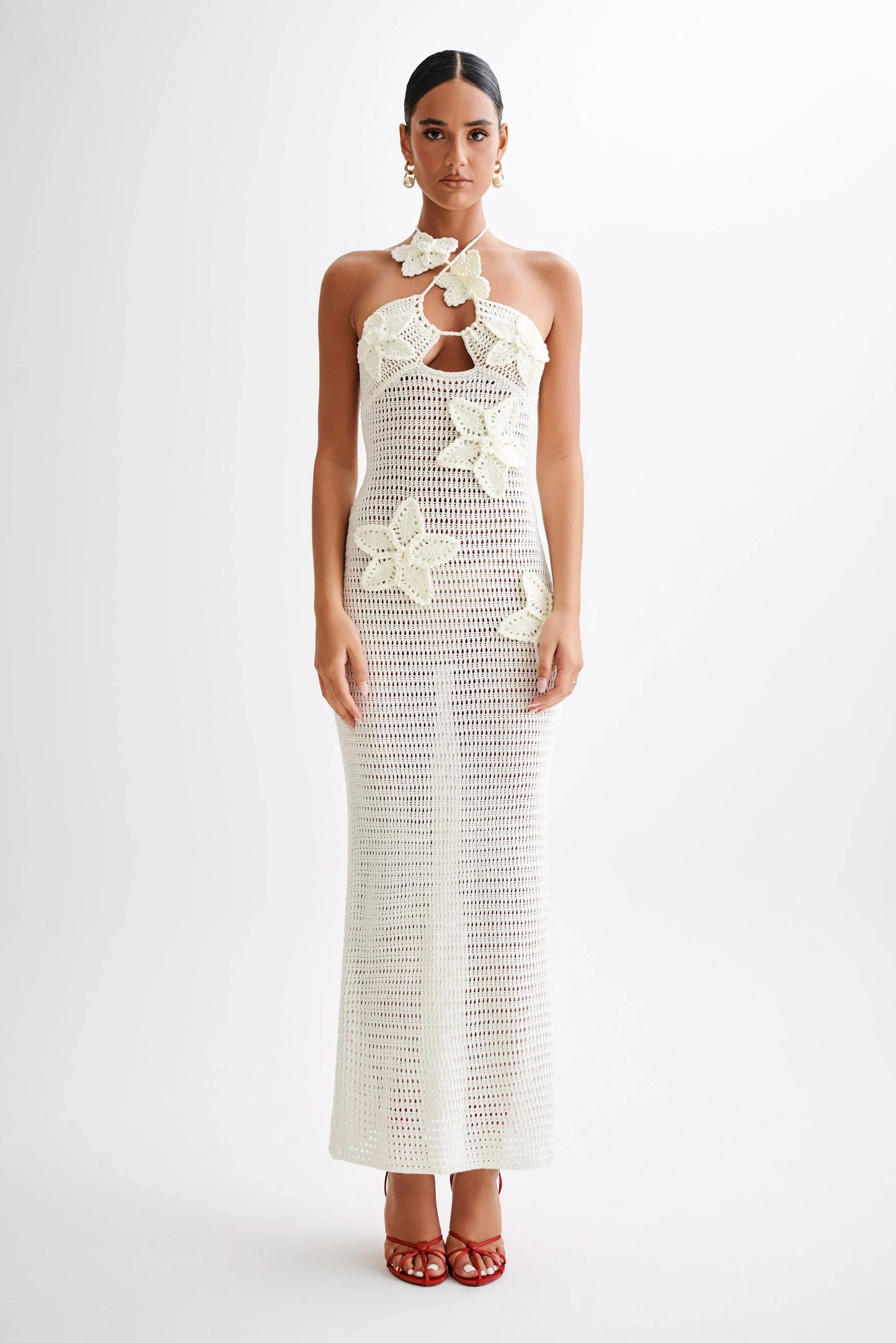 Maria | Gehaakte Maxi-jurk met Bloemendetails