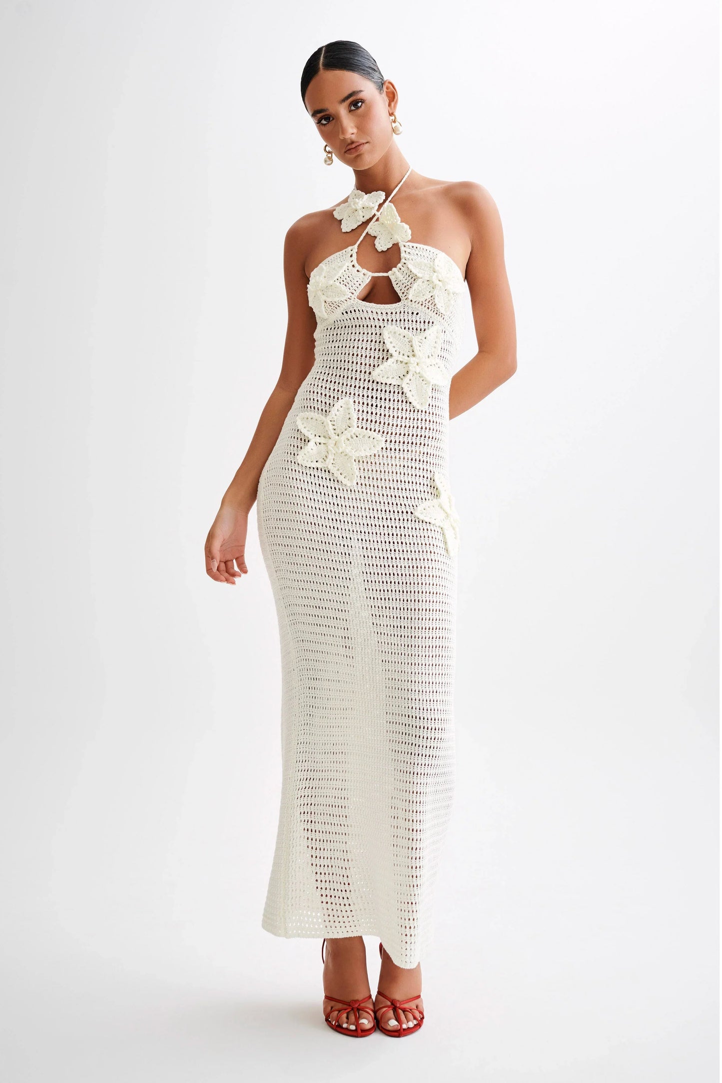 Maria | Gehaakte Maxi-jurk met Bloemendetails