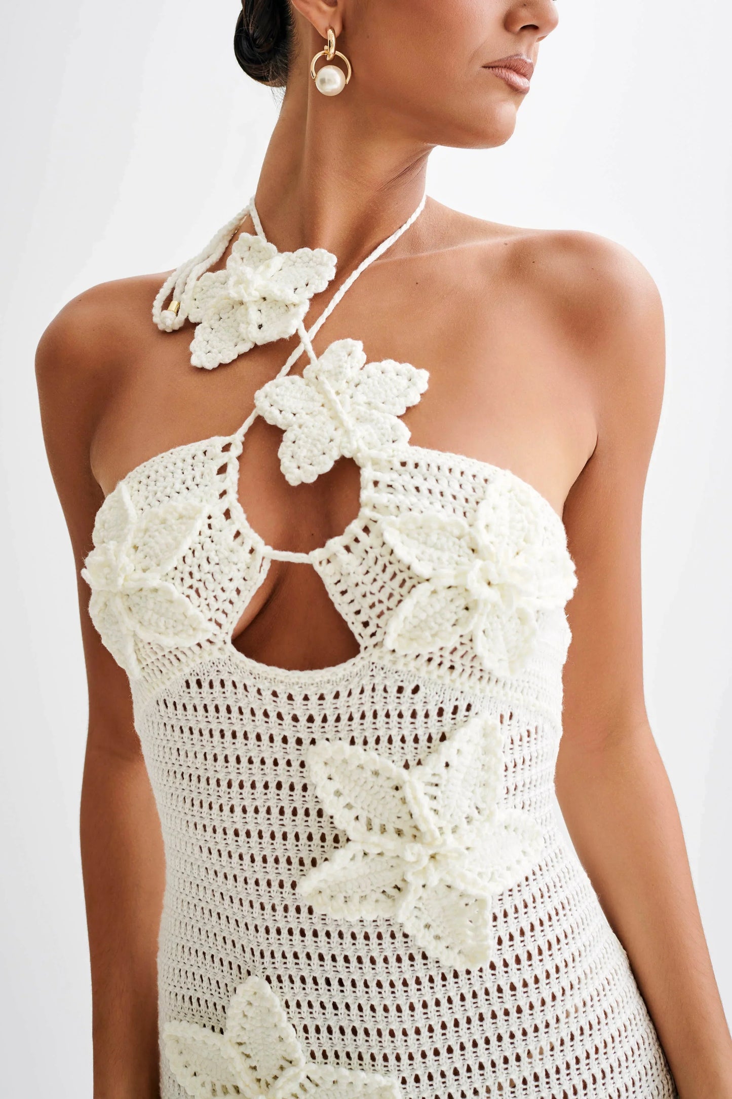 Maria | Gehaakte Maxi-jurk met Bloemendetails