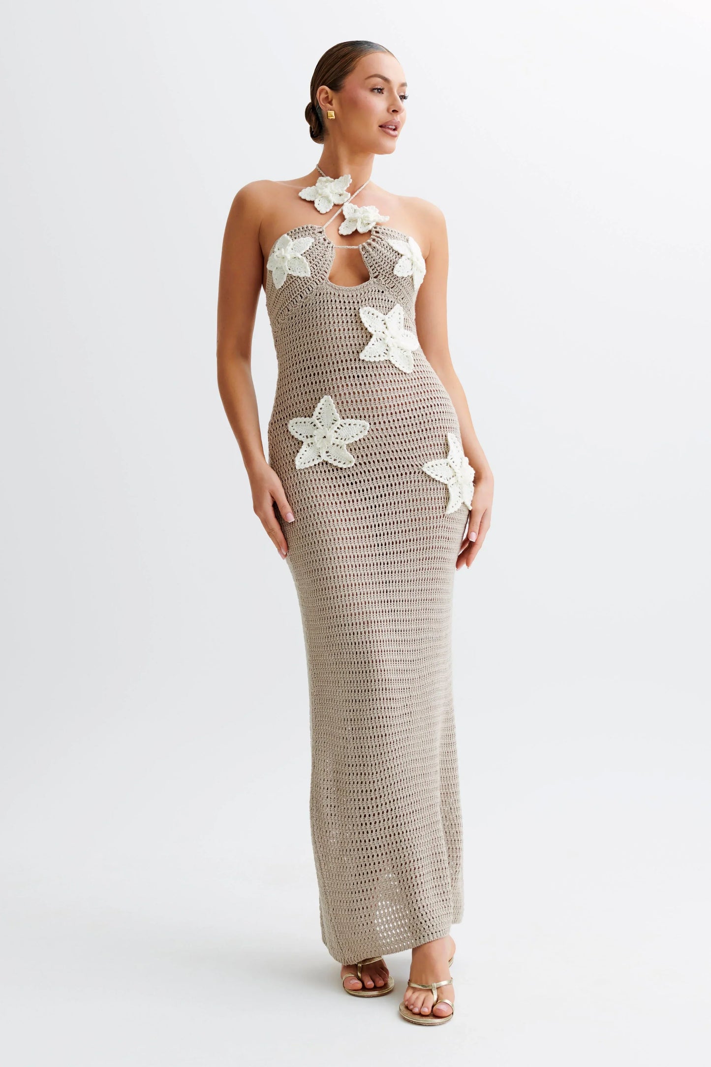 Maria | Gehaakte Maxi-jurk met Bloemendetails
