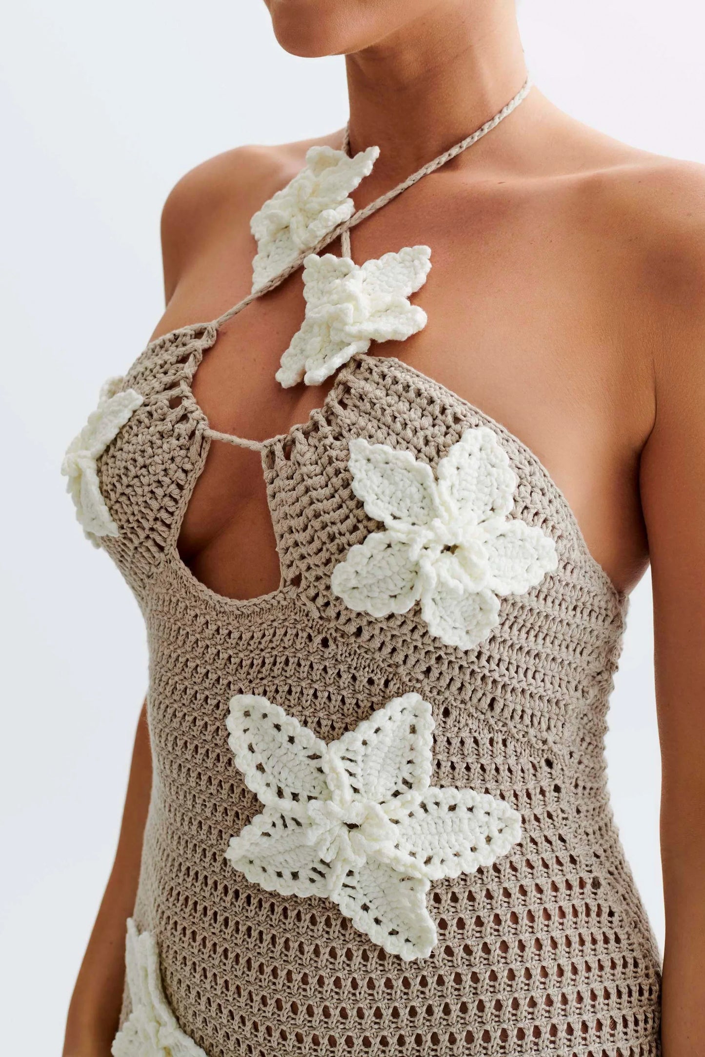 Maria | Gehaakte Maxi-jurk met Bloemendetails
