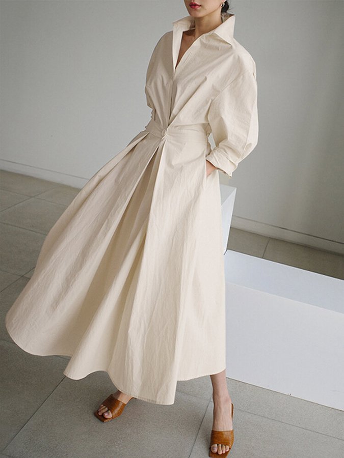 Vintage jurk met elegante halslijn – Dames