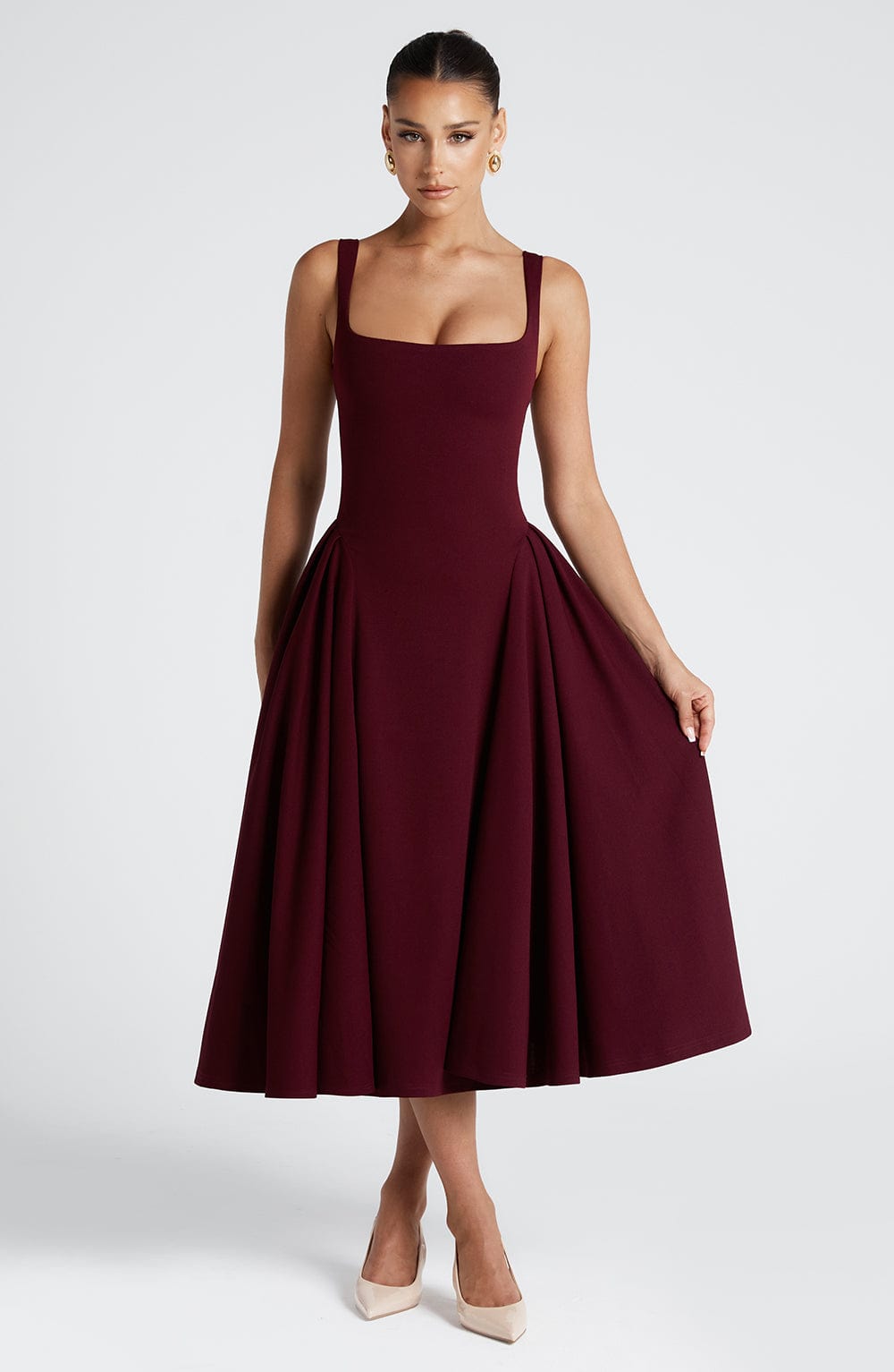 Claudia Midi Dress - Cherry Lacquer