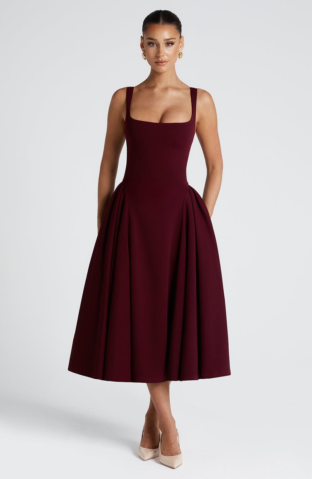 Claudia Midi Dress - Cherry Lacquer