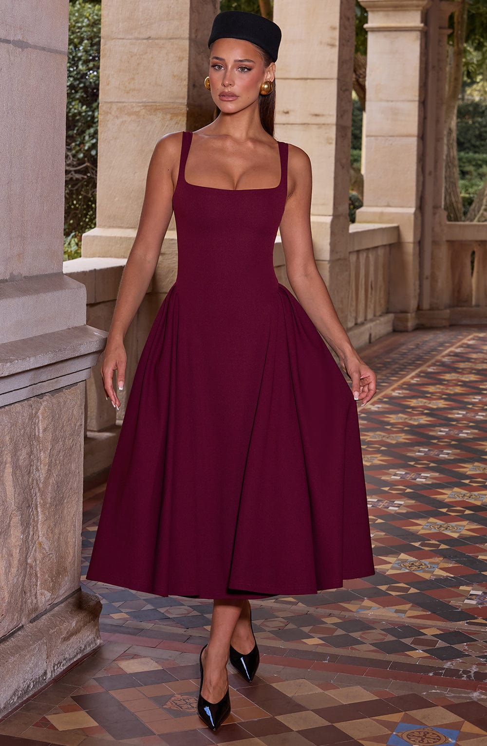 Claudia Midi Dress - Cherry Lacquer
