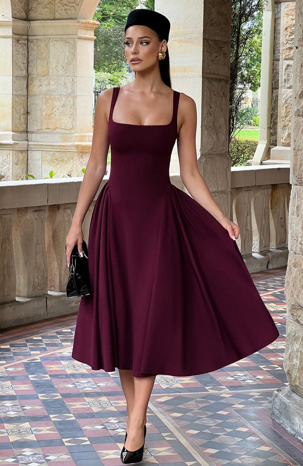 Claudia Midi Dress - Cherry Lacquer