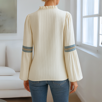 Amélie | Elegante Kanten Blouse met V-Hals