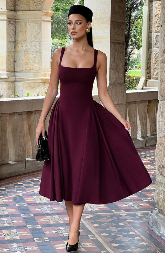 Claudia Midi Dress - Cherry Lacquer