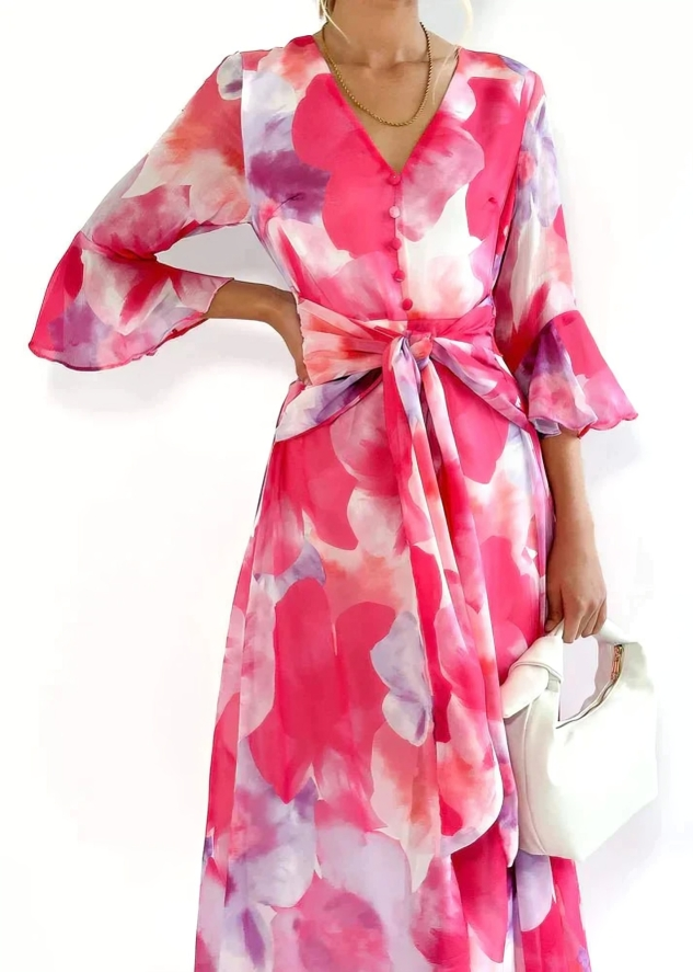 Elegante kleurrijke maxi jurk voor de zomer – Dames